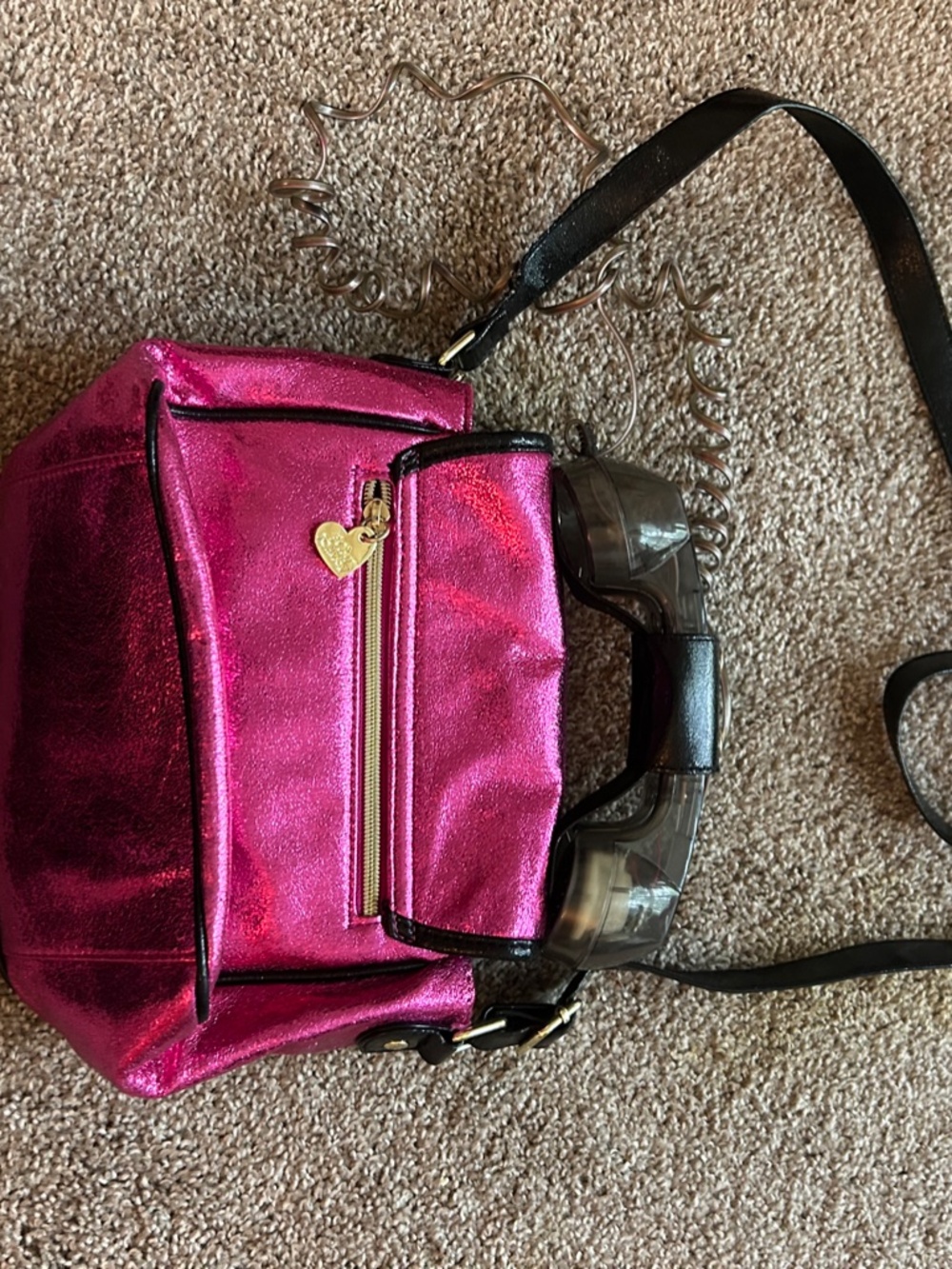 Betsey Johnson Limited Edition Call Me Kitsch Metallic Pink Purse Rotary Phone - Picture 3 of 7